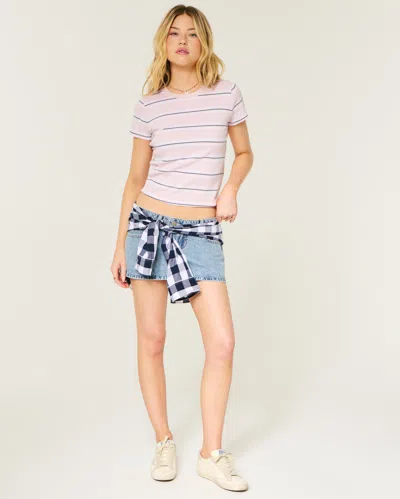 Hollister Cotton Crew Baby Tee In Pink