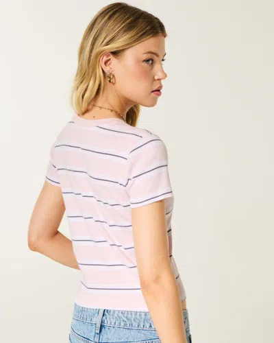 Hollister Cotton Crew Baby Tee In Pink