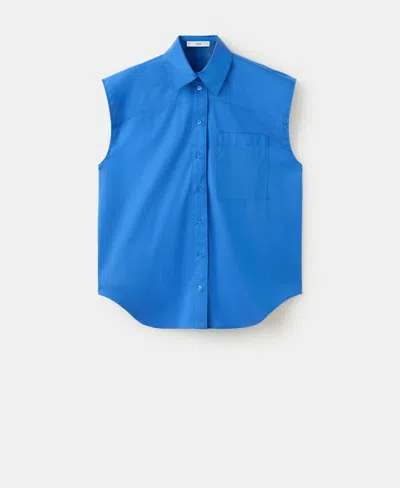 Mango Poplin Shirt In Blue