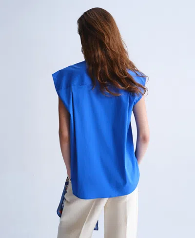 Mango Poplin Shirt In Blue