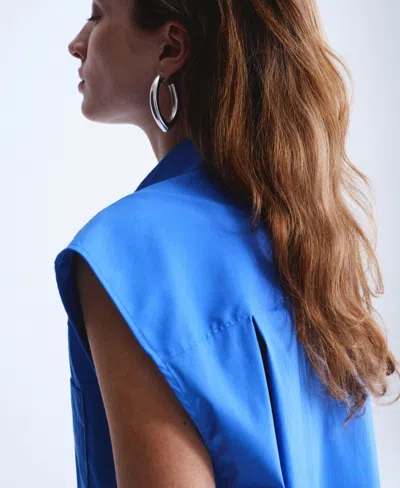 Mango Poplin Shirt In Blue