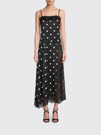 Sportmax Capo Polka Dot Lace Trim Silk Slipdress In Black