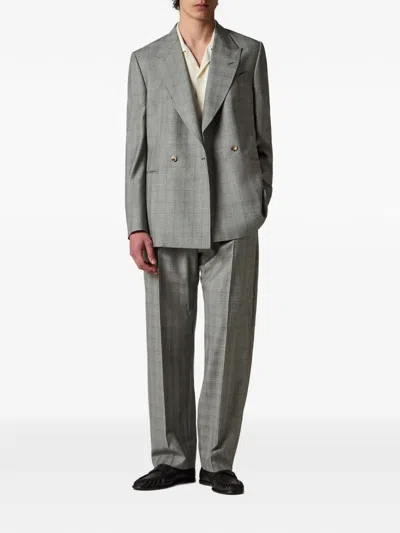Paul Smith Check-pattern Relaxed-fit Tailored Trousers In Gray