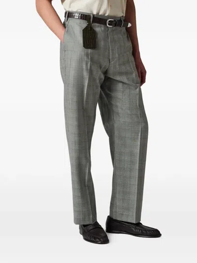 Paul Smith Check-pattern Relaxed-fit Tailored Trousers In Gray
