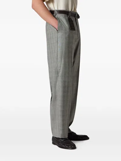 Paul Smith Check-pattern Relaxed-fit Tailored Trousers In Gray