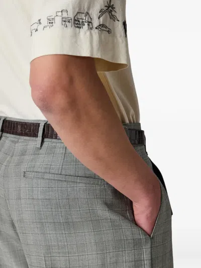 Paul Smith Check-pattern Relaxed-fit Tailored Trousers In Gray