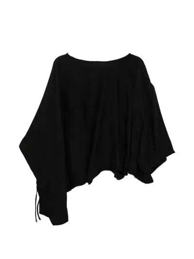 Julius Asymmetric Draped T-shirt In Black