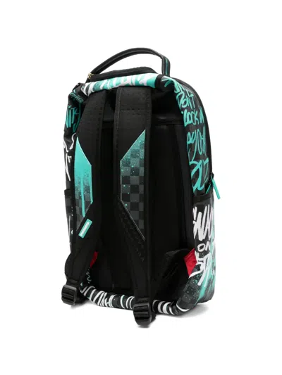 Sprayground Graffiti-print Checkered Backpack In Blue