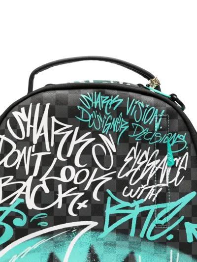 Sprayground Graffiti-print Checkered Backpack In Blue