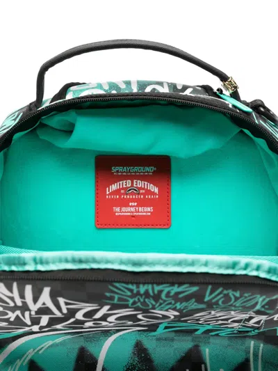 Sprayground Graffiti-print Checkered Backpack In Blue