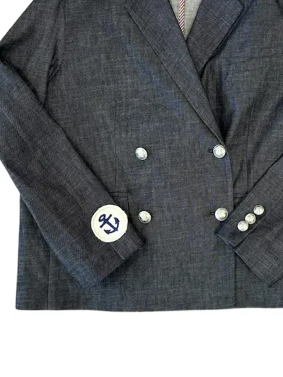 Merci Double-breasted Anchor-patch Jacket In Blue