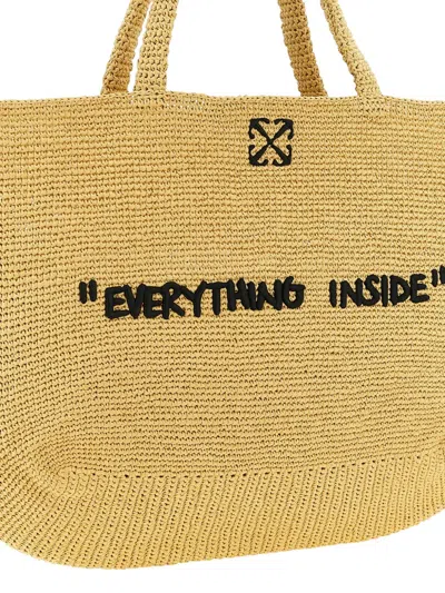 Off-white Jitney Beach Bag Rectangular Woven Handles In Pink