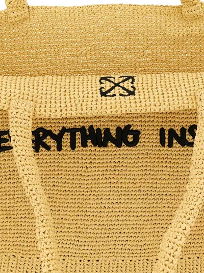 Off-white Jitney Beach Bag Rectangular Woven Handles In Pink