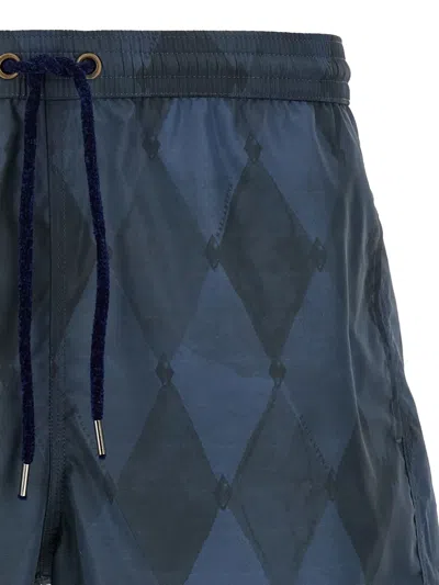DIAMOND-PATTERN SWIM SHORTS