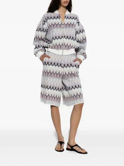 Akep Zigzag-knit Zip-up Jacket In White