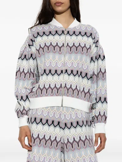 Akep Zigzag-knit Zip-up Jacket In White