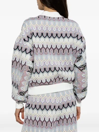 Akep Zigzag-knit Zip-up Jacket In White