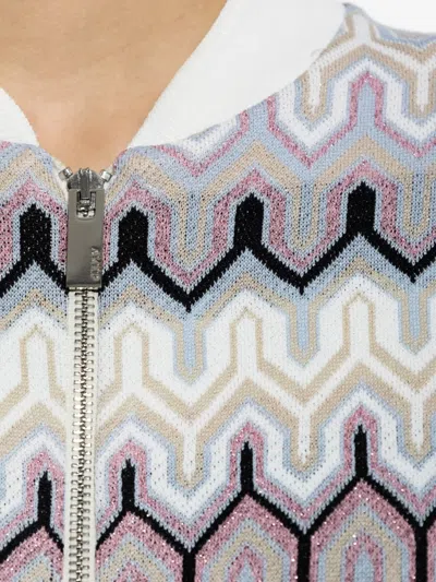 Akep Zigzag-knit Zip-up Jacket In White
