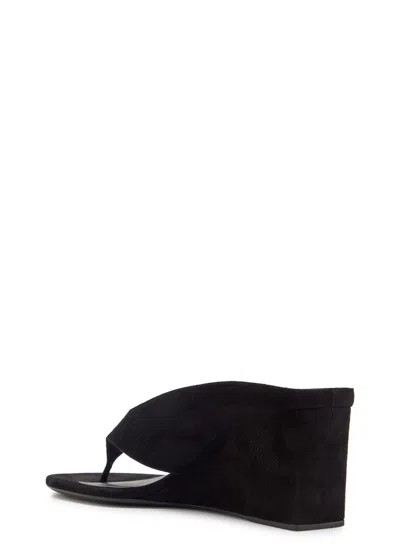Alaïa Alaia Black Suede Goat Leather Wedge Thong Mules In Black