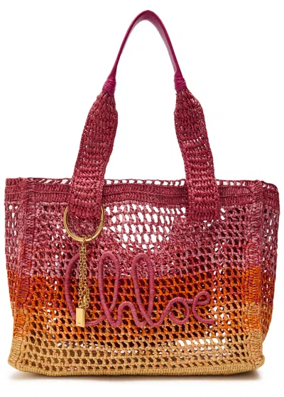 Chloé Womens Multicolor Orange Summer Banana East-west Raffia Tote Bag In Multi