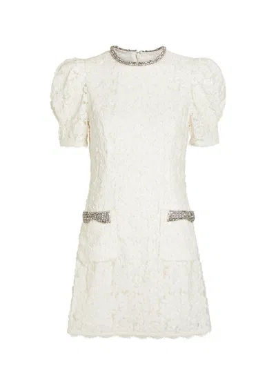 Rebecca Vallance Dillon Crystal And Sequin-embellished Lace Mini Dress In White