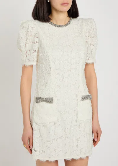 Rebecca Vallance Dillon Crystal And Sequin-embellished Lace Mini Dress In White