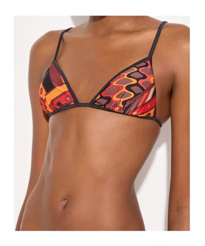 Pucci Printed Triangle Bikini Top In Multi