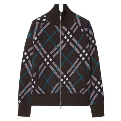 Burberry Check Wool Blend Track Jacket In Multi