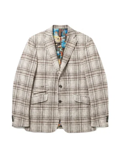 Abseits Check-pattern Tailored-fit Jacket In Brown
