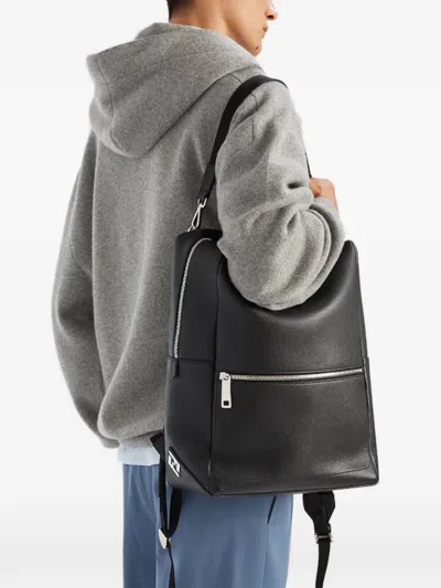 Fendi Lui Pebbled-leather Backpack In Black