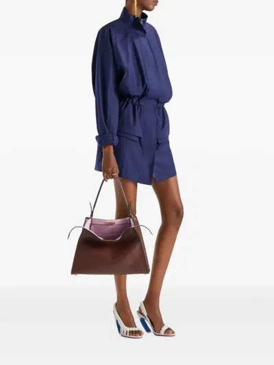 Fendi Brown Way Medium Shoulder Bag In White