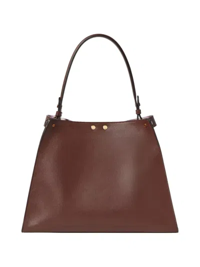Fendi Brown Way Medium Shoulder Bag In White