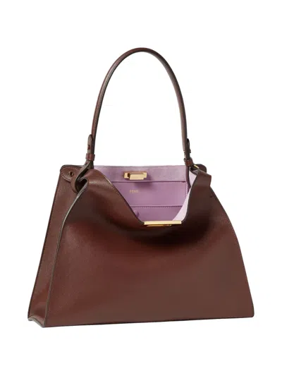 Fendi Brown Way Medium Shoulder Bag In White