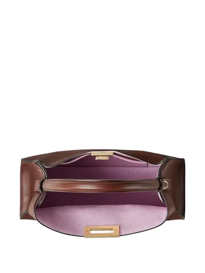 Fendi Brown Way Medium Shoulder Bag In White
