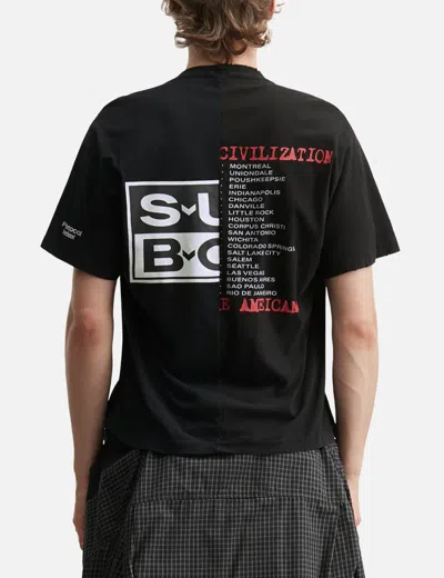 Protocol Index Graphic-print Panelled T-shirt In Black