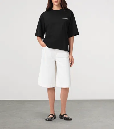 Allsaints Guardian Amelie Short Sleeve Graphic Logo T-shirt With Back Print In Black
