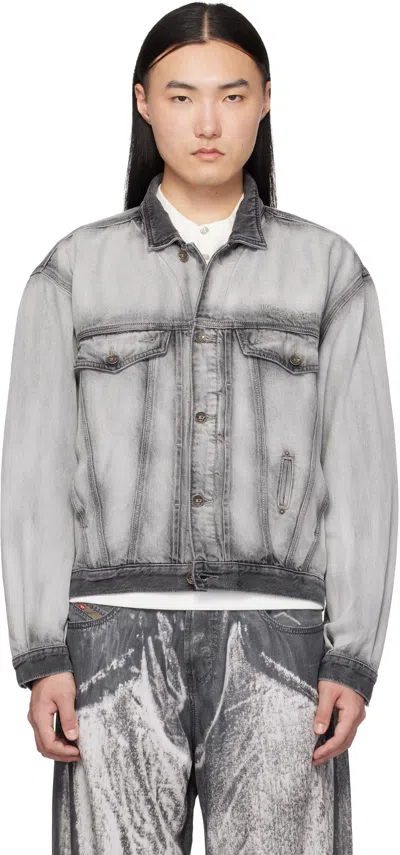 Diesel Gray Medium-light Skeleton Denim Trucker Jacket In Multi