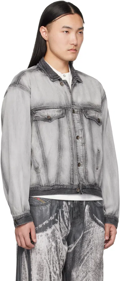 Diesel Gray Medium-light Skeleton Denim Trucker Jacket In Multi