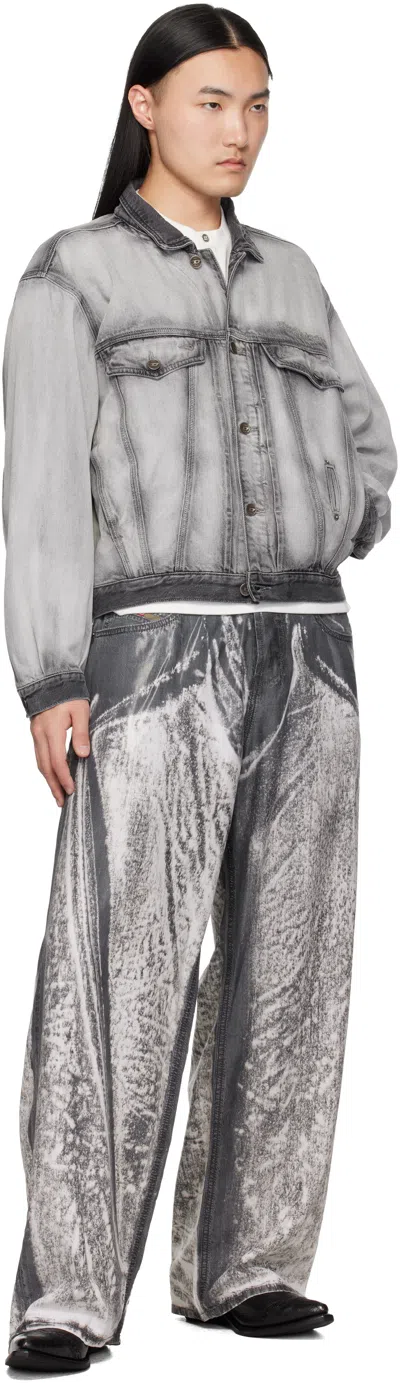 Diesel Gray Medium-light Skeleton Denim Trucker Jacket In Multi