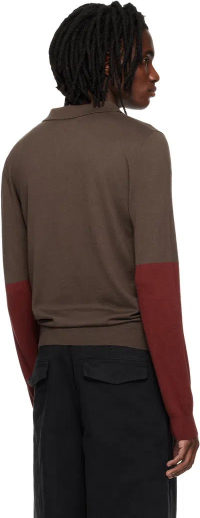 Entire Studios Brown Split Sleeve Polo In Brown