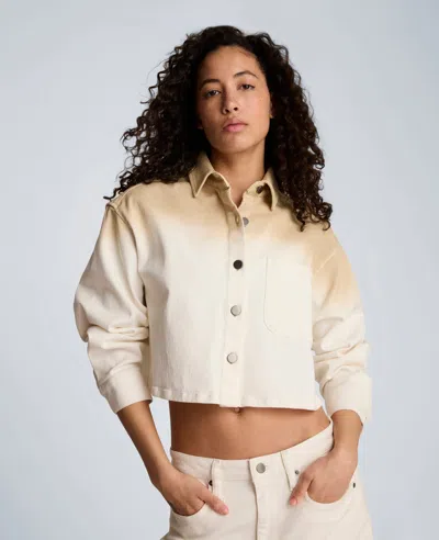 Kenneth Cole Gradient Oversized Cropped Shacket In Comfort Stretch Denim In Multi