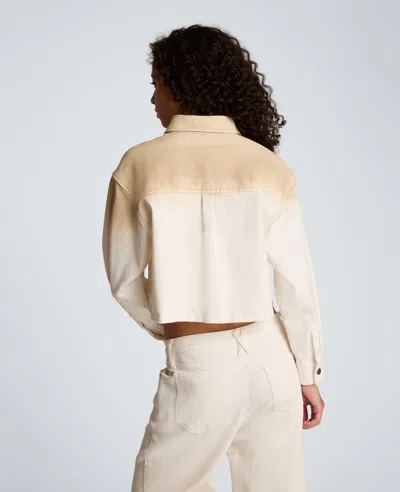Kenneth Cole Gradient Oversized Cropped Shacket In Comfort Stretch Denim In Multi