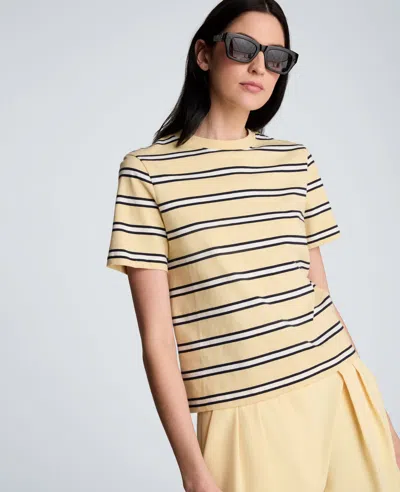 Kenneth Cole Stripe Heavyweight T-shirt In Yellow