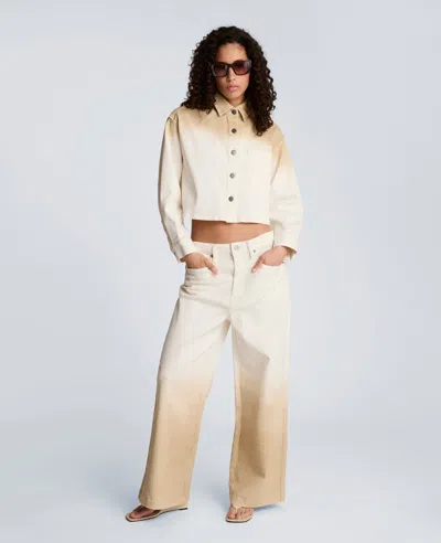 Kenneth Cole Gradient Oversized Cropped Shacket In Comfort Stretch Denim In Multi