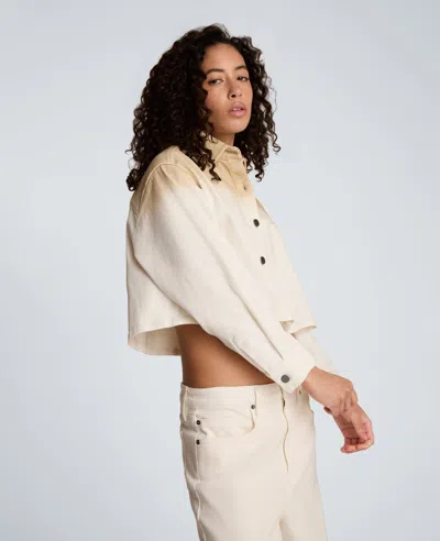Kenneth Cole Gradient Oversized Cropped Shacket In Comfort Stretch Denim In Multi