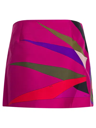 Pucci Wrap-effect Printed Silk-twill Mini Skirt In Multi