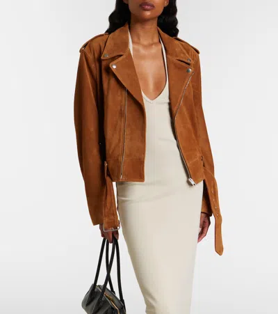 Nili Lotan Evel Zipper Motorcycle Jacket In Brown