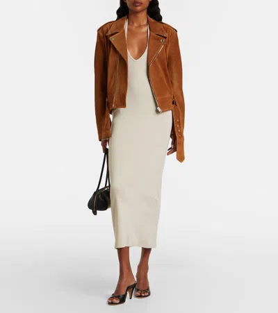 Nili Lotan Evel Zipper Motorcycle Jacket In Brown