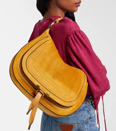 Chloé Chloe Marcie Medium Suede Shoulder Bag In Orange