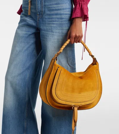 Chloé Chloe Marcie Medium Suede Shoulder Bag In Orange